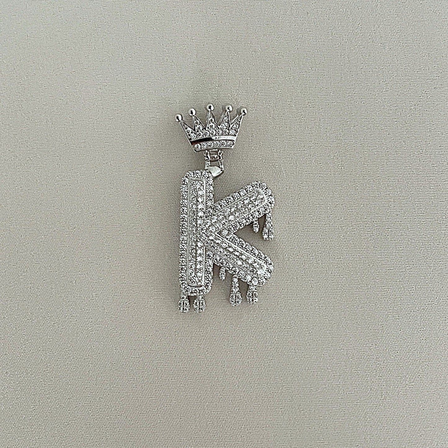 925 Sterling Silver Drippy K Pendant