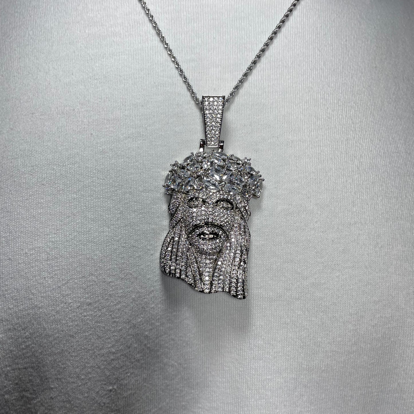 Iced Baguette Jesus Pendant