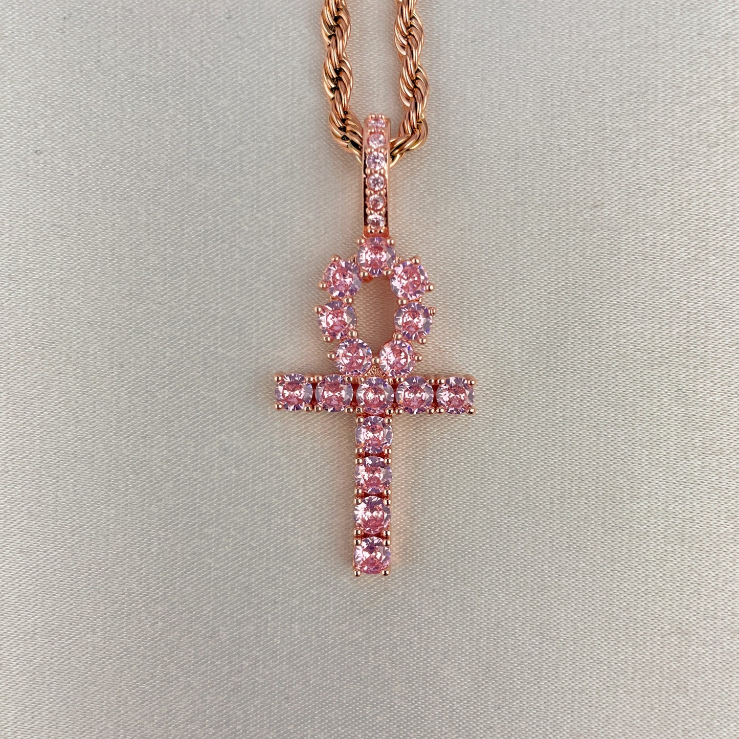 Pink Panther Ankh Cross Pendant